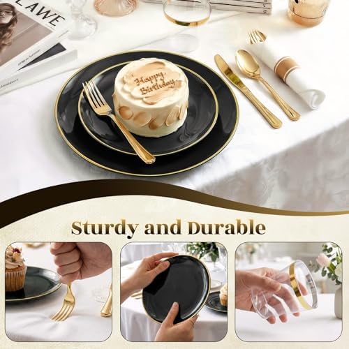 Black Gold Dinnerware Set Disposable Plates for 350PCS 50 Guests - Image 6