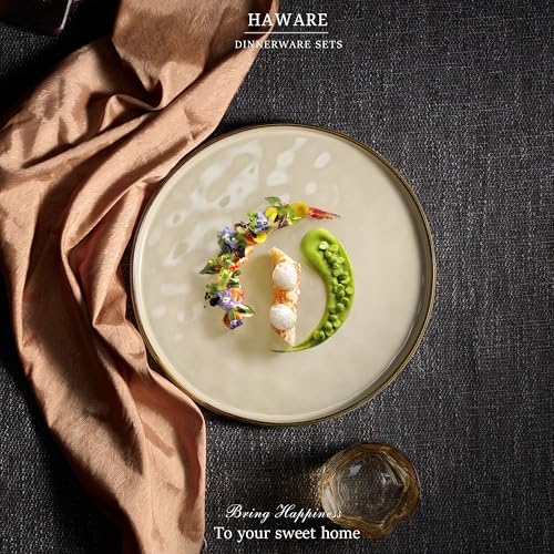 HaWare Stoneware Plates Set of 6, 7.9” Salad Plates, Reactive Glaze Ripple Ceramic Dish Set for Appetizer, Dessert, Scratch Resistant, Small Dinner Plate, Microwave and Dishwasher Safe, Saturn Khaki - Image 7
