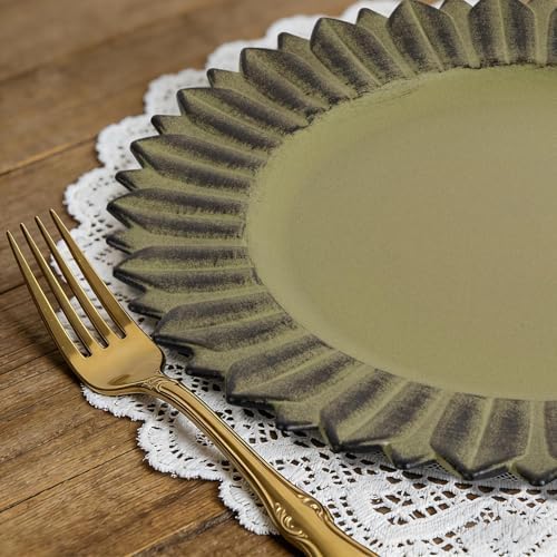MAONAME Matte Green Charger Plates Set of 12, Chargers with Sunflower Rim - Image 5