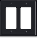 ELEGRP 2-Gang Decorative Wall Plates, Standard Size 4.53" H x 4.57" L Unbreakable Thermoplastic Faceplate Cover for Decorator Receptacle Outlet Switch, UL Listed (1 Pack, Glossy Black)