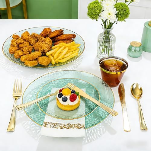 DaYammi 350PCS Green Plastic Dinnerware Set for 50 Guests - Image 5
