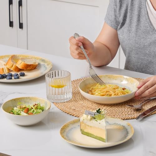 DOMICREVERY Ceramic Dinnerware Sets for 4, 16 pcs Plates and Bowls Sets - Image 6