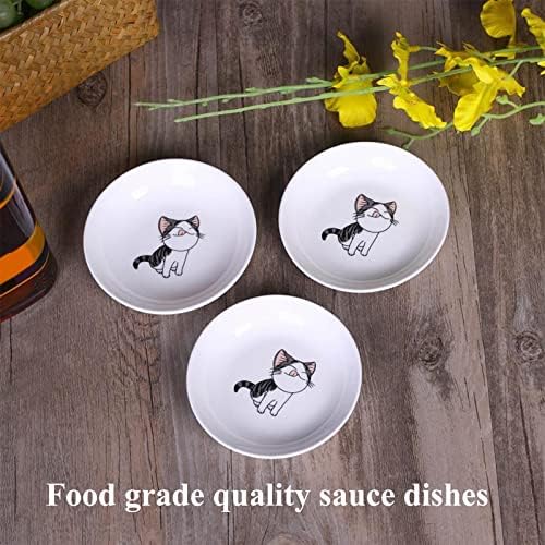 4 Pack Saucer Dishes with Cat Pattern, Ceramic Dipping Bowls Set, 4 Inch Side Dishes Sauce Dishes for Sushi Sauce Snack Soy, Porcelain Seasoning Dishes Side Bowls, Snack Serving Dishes - Image 4