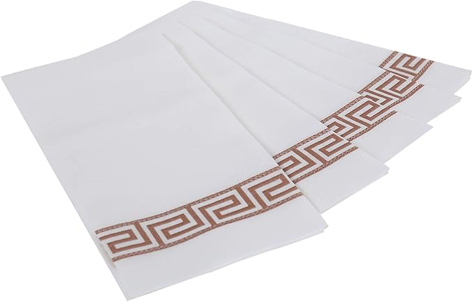 Vplus 200 PACK Guest Towels Disposable Bathroom, Decorative Bathroom Napkins, Soft and Absorbent Disposable Dinner Napkins Cloth Like for Kitchen, Parties, Weddings, Christmas Party(Rose Gold)