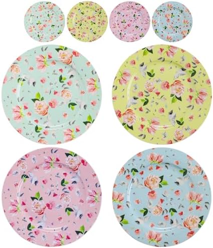 8" Porcelain Dessert Plates Set of 8, Floral Elegant Gift by PRECITIME