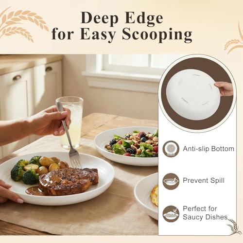 Wheat Straw Plates 11 Inch, Unbreakable & Reusable Plastic Plates Set of 8, Large Dinner Plates for Main Course, Microwavable Plates for Full Dinner, Holiday Feasts - White - Image 5