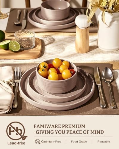 Stoneware Dinnerware Sets, Plates, Bowls, Dishes Set for 4 - Image 3