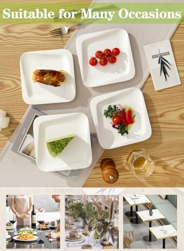 7.3 Inch Square Porcelain Dessert Plates, 10 Pieces, White - Image 5