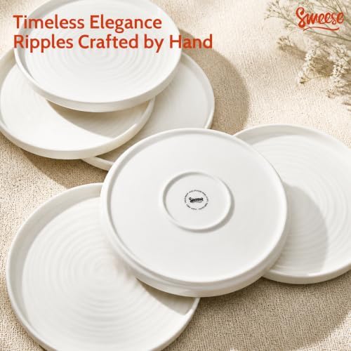Sweese Porcelain Flat Dessert Plates Set of 6-7.8 in Salad White Plates - Image 3