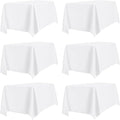 PureFit 6 Pack Rectangle White Table Cloths 60 x 102 Inch for 6Ft Tables, Stain and Wrinkle Resistant Table Linens for Home Use, Wedding, Party, Banquet and Camping