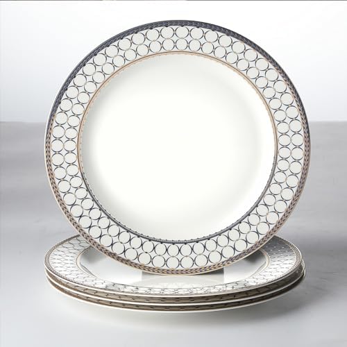CwlwGO-Bone China Dinner Plates Set of 4, Lace Dishes Set for Salad, Pasta, Dessert, Dinnerware Dishset for Kitchen, Not Suitable for Microwave (8 Inch) by HappleCwlwgoHome
