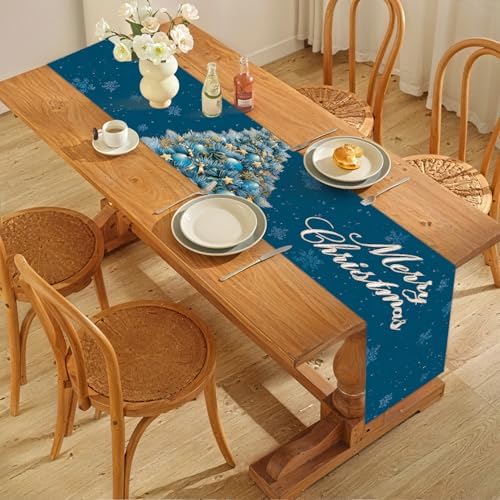 ANNA QUEEN Snowman Christmas Table Runner and Placemats Set of 6, 13"x72" Table Runner with 12"x18" Placemats, Winter Holiday Dining Decor - Image 5