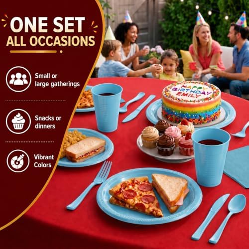 Exquisite 350 Pcs Light Blue Plates and Napkins Party Supplies Plate Sets - Image 6