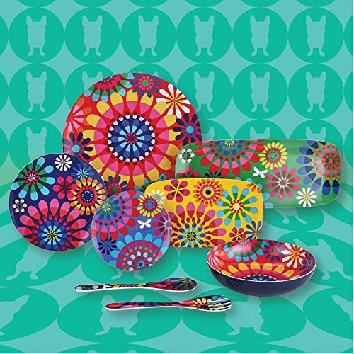 French Bull Plates - 4 Piece Set - 9 inch Melamine Salad Plates Set of 4 - Melamine Dinnerware for Indoor and Outdoor - Festival - Image 6