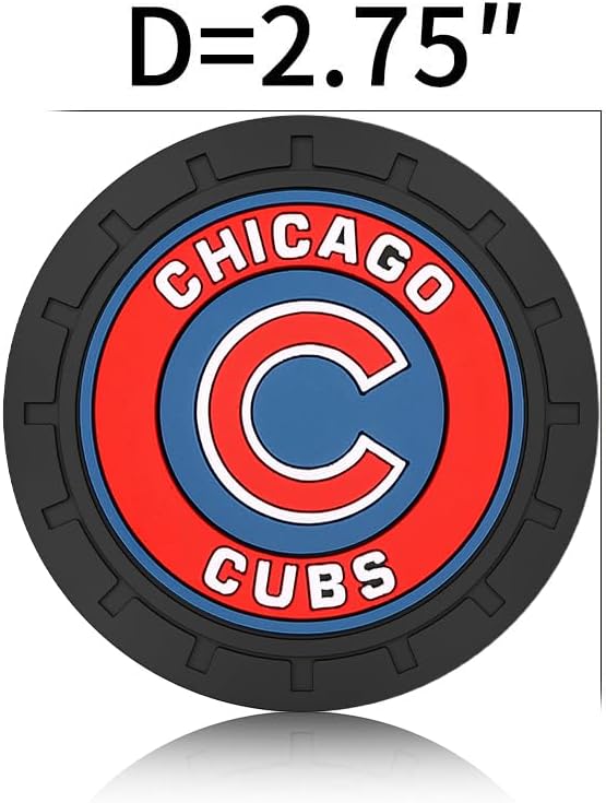 Silicone Cubs Car Cup Holder Coasters,Baseball Fans Car Coasters for Chicago Cubs Fans, Non-Slip Universal Fit Cup Holder Insert