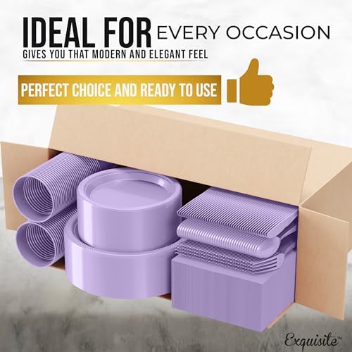 Exquisite 350 Pcs Lavender Plates and Napkins Party Supplies Plate Sets - Image 3