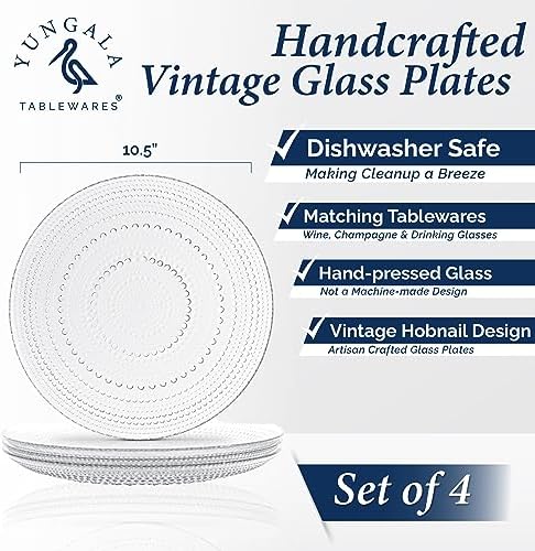 Clear Hobnail Dinner Plates Set of 4 Pressed Glass 10.5 Inch - Image 2