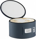 Saucers Storage Container - Hard Shell China Organizer with Dividers - Holds 12 Plates of 7" - Durable & Stackable Storage Box for Seasonal Dishware Protection - Denim Blue