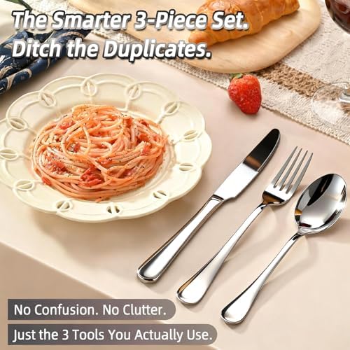 12 Piece Silverware Set for 4, Stainless Steel Heavy Forks Spoons and Knives Set, Mirror Finish Flatware Dishwasher Safe for Family Picnics Daily Gatherings - Image 3