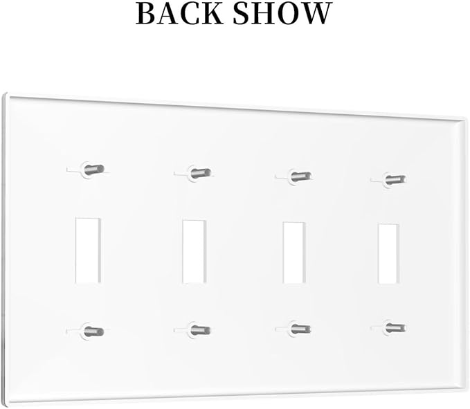 Light Switch Cover Gray/Gold Marble Abstract Modern Luxury 4 Gang Switch Plate Quad Toggle Wall Plates Decorative Switchplate Electrical Outlet Cover for Bathroom Bedroom Decor