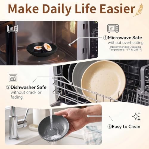 4in Soy Sauce Dish, Unbreakable Dipping Bowls Set of 8 - BlackBeige - Image 4
