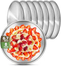 Stainless Steel Plates, 8 Set 6.7 inch 304(18/8) Metal Food Serving Plate, Reusable Snack Eating Dishes Round Shatterproof Plate Silver Dinnerware for BBQ Dinner Oven Dishwasher Safe by Offiper