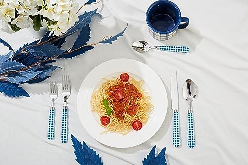 ANNOVA Silverware Set Stainless Steel Colorful Tableware Kitchen Flatware Set Utensils, Includes Dinner Knives, Forks, Spoons, Salad Forks & Dessert Spoons (Dark Blue/Checkered, 20 Pieces) - Image 2