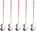 5-pieces Soup Dinner Spoon 8-Inch Rose Gold Metal Korean Spoon Stainless Steel Table Spoons by Buyer Star