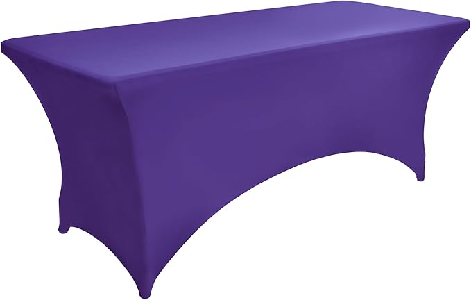 2-Pack 8ft Spandex Table Covers for Rectangle Folding Tables - Washable Elastic Tablecloth - Ultimate Fitted Table Protector for Birthday Parties, Trade Shows, Banquet