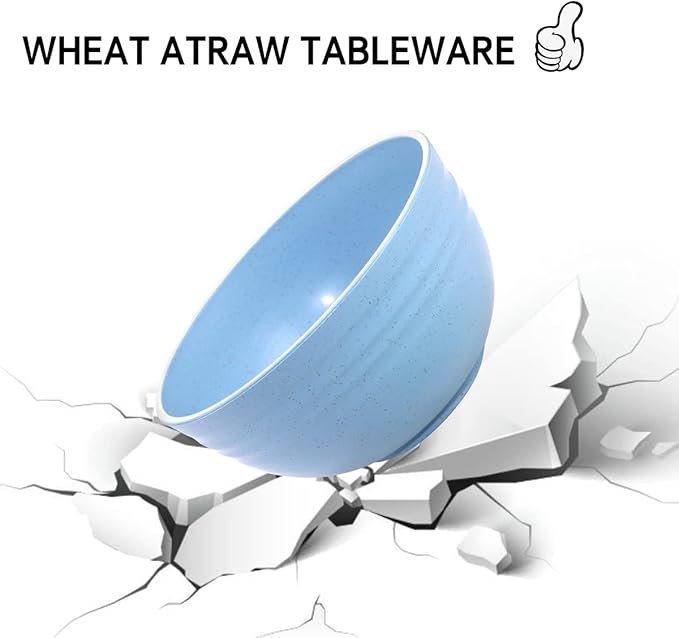 Supernal Wheat Straw Dinnerware, Wheat Straw Plates and Bowls Sets Dishwasher Safe, Unbreakable Light Weight Plate Service For 8, Reusable Plastic Plate, Include 16pcs Plates, 8pcs Bowls, 8pcs Cups