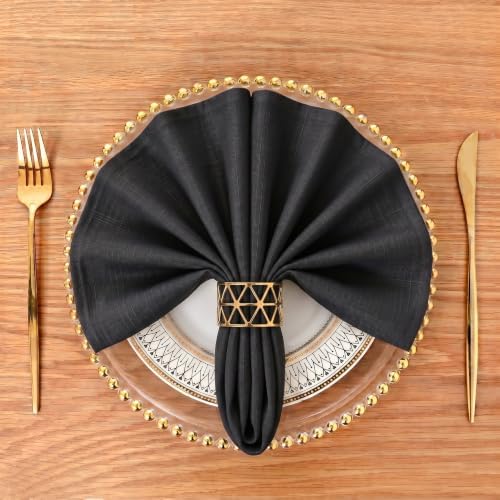 EHouseHome Waterproof Faux Linen Dinner Napkins, Set of 12, 17 x 17, Black - Image 4