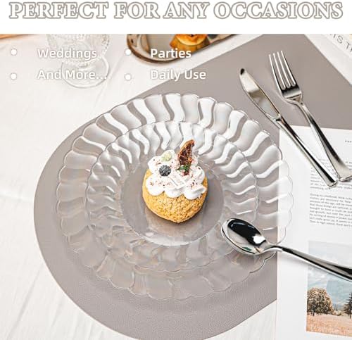 Lullaby 60PCS Clear Scalloped Plastic Plates, Disposable Plates for Party - Image 5