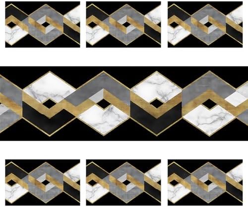 ANNA QUEEN Modern Black and Gold Marble Table Runner and Placemats Set of 6, 13"x72" Table Runner with 12"x18" Placemats, Geometric Luxury Dining Table Decor for 4 to 6 People - Image 3