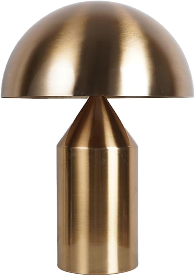 MIXL-Cordless Gold Mushroom Table Lamp,Battery Mushroom Night Light,Wireless Touch Nightstand Lamp,Mid Century Modern Table Lights for Living Room Bedroom