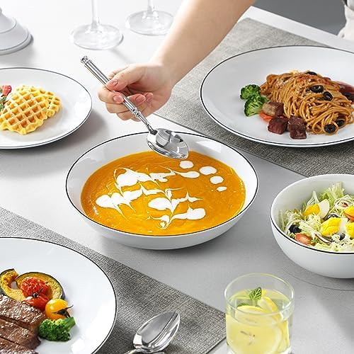 MALACASA 24-Piece Porcelain Dinnerware Set, with Black Rim Dish Set for 6 - Image 5