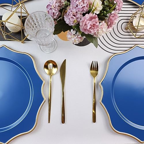 Blue Chargers for Dinner Plates, 13 Inch Scalloped Plastic Decorative Table Charge Service Plates Set of 6 for Wedding, Holiday, Thanksgivng, Christmas - Image 5