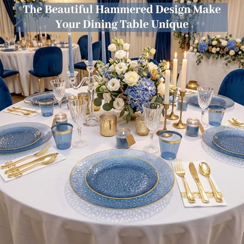 DaYammi 350PCS Clear Blue Plastic Dinnerware Set for 50 Guests - Image 4