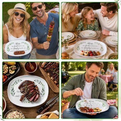 R HORSE Bless Melamine Platter Gift, Reusable White Oval Serving Dishes - Image 2