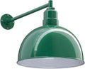 Steel Lighting Co. Hollywood Bowl Light | Outdoor Wall Mounted | 15 inch Bowl Dome | 20 inch Straight Arm | Barn Light Made in America | Green Exterior/White Interior