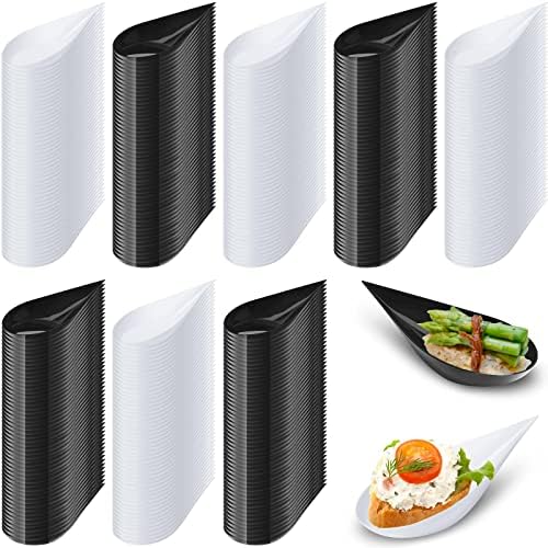 Tessco for you 400 Pcs 4" Mini Appetizer Plates, White, Black by Tessco