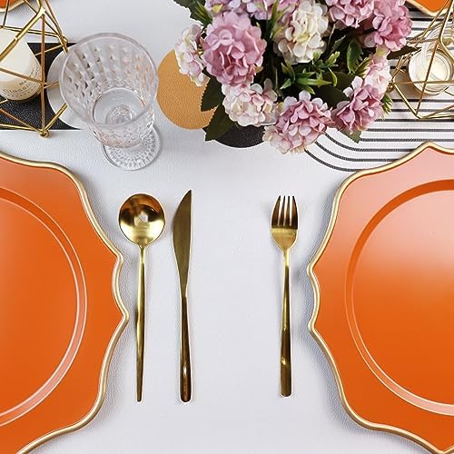 Orange Chargers for Dinner Plates, 13 Inch Scalloped Plastic Decorative Table Charge Service Plates Set of 6 for Wedding, Holiday, Thanksgivng, Christmas - Image 5