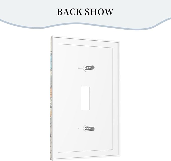Decorative Light Switch Cover Vintage Colorful Floral Butterfly Flowers 1 Gang Wall Plate Cover Single Toggle Outlet Covers Switchplate Electrical Faceplate for Bathroom Bedroom Decor（2 Pack）