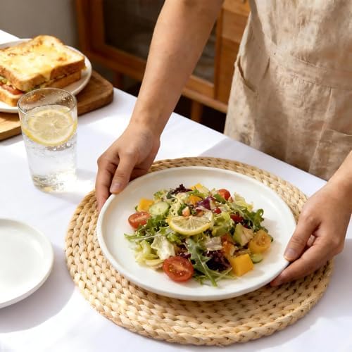 Salad Plates Set of 4, White Salad Plates, 10 Inch Round Appetizer Plates, Thick Edge Ceramic Dessert Plate for Appetizer, Dessert, Salad, Dinner - Image 4