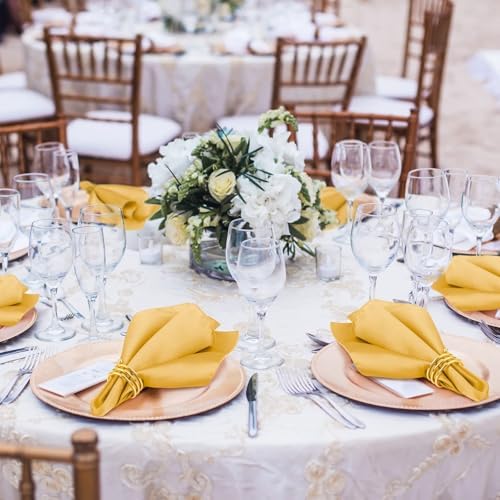 MCEAST Satin Cloth Napkins and Napkin Rings Set of 8, Smooth Fabric Table Napkins and Napkin Holder for Wedding, Birthday Dinner Party, Family Gatherings, Table Decor (Gold, 17 x 17 Inches) - Image 5