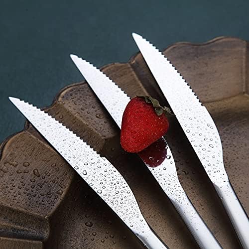 Steak Knives Set 12 Piece, Premium Stainless Steel 6 Dinner Forks and 6 Dinner Knives Set, Steak Knives Steak Forks for 6 Person, Mirror Polish, Dishwasher Safe (Shiny Silver) - Image 6