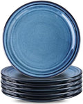HASENSE 10 Inch Dinner Plates Set of 6,Ceramic Large Porcelain Pasta and Salad Plates,Blue Stoneware Plate Set Microwave,Oven,and Dishwasher Safe by Hasense