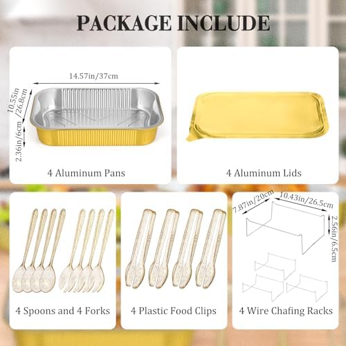 Maxcheck 4 Sets Disposable Chafing Dishes Buffet Set, Large - Image 2