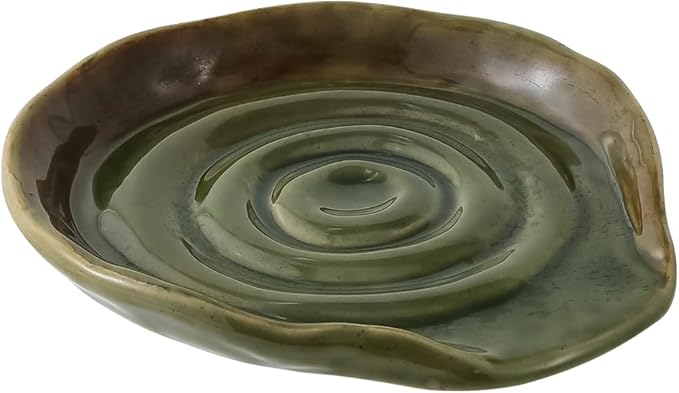Spoon Rest for Stove Top, Ceramic Spoon Holder for Kitchen Counter, 5 Inches Coffee Spoon Holder Utensil Rest for Cooking, Green Gifts for Women Mom