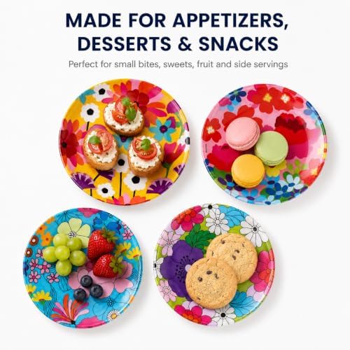 French Bull Melamine Appetizer Plates, 6 Inch, Set of 6, Garden Floral - Image 6