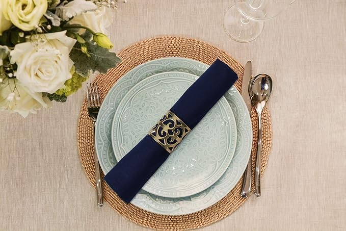 Accent Home 100% Cotton Napkins, Delicate Cloth Napkins for Dinners, Parties and Weddings，18 x 18 Inch Set of 6 - Navy